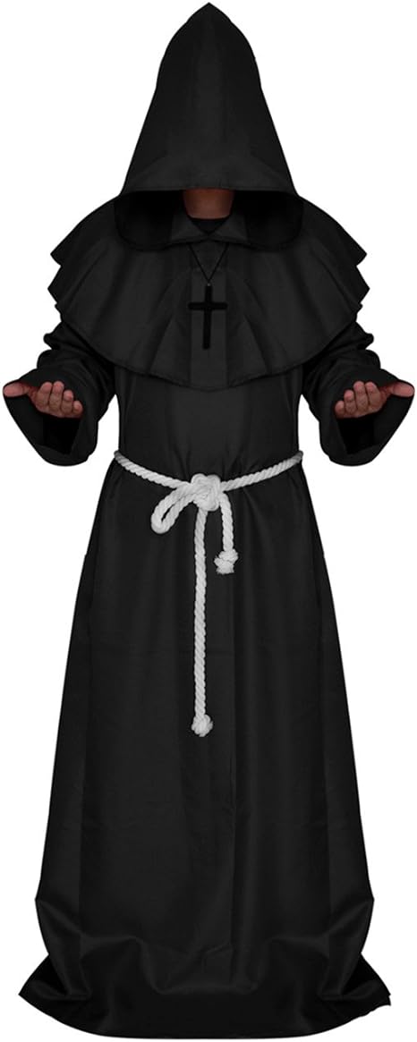 VERNASSA Medieval Monk Robe Priest Robe Halloween Cosplay Costume Cloak